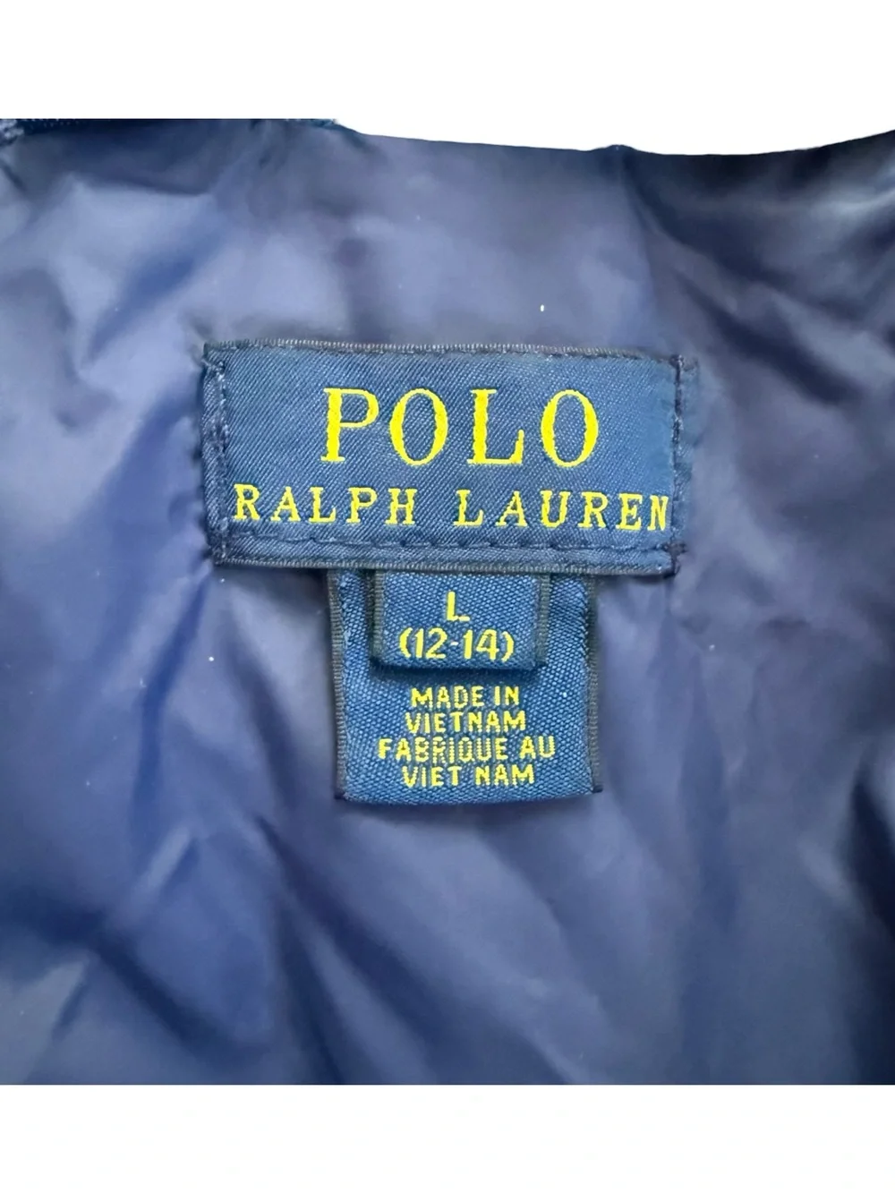 Polo Ralph Lauren Puffer Coat Girls Large 12-14 Winter Jacket Navy Blue Pony